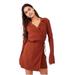 Free People Dresses | Free People Helena Wrap Dress Coconut Shell Size Xl | Color: Brown | Size: L