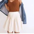 Madewell Skirts | Madewell Skirts Madewell Hemp-Cotton Pintuck Full Mini Skirt Nwt 12 | Color: Cream | Size: 12