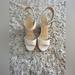 Jessica Simpson Shoes | Jessica Simpson White Woven Wedge Heels, Size 10 Nwot | Color: Tan/White | Size: 10