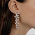 Anthropologie Jewelry | New ~ Anthropologie Shashi Cascading Pave Crystal Flower "Liz" Drop Earrings | Color: Silver | Size: Os