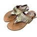 Anthropologie Shoes | Anthropologie Seychelles 6m Metallic Gold Leather Thong Sandals Italy | Color: Gold | Size: 6