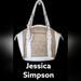 Jessica Simpson Bags | Jessica Simpson Annabelle Shoulder Tote Bag. Size 13x11" | Color: Tan/White | Size: 13x11"