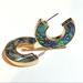 Anthropologie Jewelry | Anthropologie Gold Plated Abalone Shell C Shape Hoop Earrings D2 | Color: Blue/Gold | Size: Os