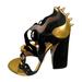 Gucci Shoes | Gucci Malaga Kid Malin Suede Black Gold Spikes Sandals | Color: Black | Size: 7