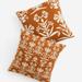 Anthropologie Accents | New Anthropologie Set/2 Orange Floral Boho Throw Pillow Cover Case Sham 20 X 20 | Color: Orange/White | Size: Os