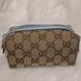 Gucci Bags | Gucci Gg Canvas Sky Blue Beige Toiletry Pouch Pochette Clutch Crossbody Bag Auth | Color: Blue/Brown | Size: Os