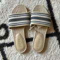 J. Crew Shoes | Blue And White Striped Raffia Sandals | Color: Blue/White | Size: 5