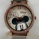 Disney Accessories | Disney Accutime Women Wristwatch Silver Tone Mesh Band Quartz Watch Minnie Mouse | Color: Silver | Size: Os