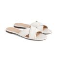 J. Crew Shoes | J. Crew | Cora Criss Cross Strap Leather Slide Sandal (9) | Color: White | Size: 9