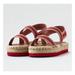 American Eagle Outfitters Shoes | American Eagle Outfitters Aeo Red Double Band Flatform Espadrille Sandal, Sz 8.5 | Color: Red/Tan | Size: 8.5