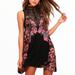 Free People Dresses | Intimately Free People Marsha Black Floral Lace Panel Sheer Boho Slip Dress | Color: Black/Pink | Size: S