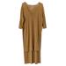 Free People Tops | Free People Tan 3/4 Sleeve Long Tunic Dress Size Xs | Color: Brown/Tan | Size: Xs