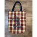 Disney Bags | Disney World Disneyland Tote Bag Red Black Gold Plaid Mickey Mouse | Color: Blue/Tan | Size: Os