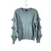 J. Crew Sweaters | J. Crew Womens Size Xs Gray Ruffled Wool Blend Oversized Crew Neck Sweater | Color: Gray | Size: Xs