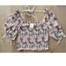 Free People Tops | Free People Top Soft Combo Back On Top Cropped Blouse Ties At Back & Sleeves Top | Color: Purple/White | Size: Various