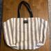 Victoria's Secret Bags | New Victoria Secret Large Tote Bag Grey & White Stripes Black Interior | Color: Gray/White | Size: Os