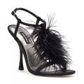 Nine West Shoes | Euc Sz9.5 Nine West Million Ankle Strap Heeled Dress Sandals W/Feathers | Color: Black | Size: 9.5