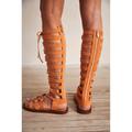 Free People Shoes | Free People Fp Collection Sun Chaserfaux Suede Gladiator Sandals | Color: Brown/Orange | Size: 9