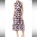 Kate Spade Dresses | Kate Spade Geometric Print Midi Dress With Tie Neck | Color: Brown/Purple | Size: 8