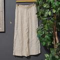 Anthropologie Pants & Jumpsuits | Elevenses By Anthropologie Plaid High Rise Wide Leg Cropped Pants Size 0 | Color: Cream/White | Size: 0