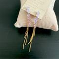Anthropologie Jewelry | Anthropologie Crystal Chain Drop Earrings, Purple Nwt | Color: Pink/Purple | Size: Os