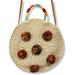 J. Crew Bags | J Crew Circular Paper Straw Bag Purse Colorful Pom Poms Leather Crossbody Strap | Color: Cream | Size: Os