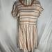 American Eagle Outfitters Dresses | American Eagle Tan & White Striped Knit Baby Doll Short Sleeve Dress Size Medium | Color: Tan/White | Size: M