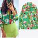 Zara Tops | Brand New With Tags Zara Satin Floral Blouse. Size Xl | Color: Green/Pink | Size: Xl