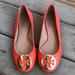 Tory Burch Shoes | Hp For The Preppy Tory Burch Coral Flats Gold Logo Size 5.5 | Color: Gold/Orange | Size: 5.5
