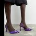 Zara Shoes | Embellished Bow Heeled Slingbacks | Color: Purple/Silver | Size: 8