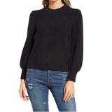 Madewell Sweaters | Madewell Eaton Puff-Sleeve Pullover Black Cozy Crewneck Sweater Xxs Nwt | Color: Black | Size: Xxs