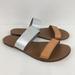 J. Crew Shoes | J.Crew Metallic Silver Tan Double Strap Slip On Sandals Size 7 | Color: Silver/Tan | Size: 7
