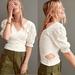 Anthropologie Tops | Anthropologie Cut-Out Smocked Ruched Blouse W/Lace Trim & Puff Sleeves Nwt - S | Color: White | Size: S