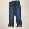 Levi's Jeans | Levi's Slimming Straight Frayed Hem Medium Wash Denim Jeans Size 29 | Color: Blue/White | Size: 29