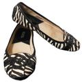 Michael Kors Shoes | Michael Kors Calf Hair Black/White Zebra Print Leather Logo Trim Flats Size 7 | Color: Black/White | Size: 7