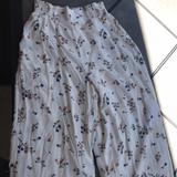American Eagle Outfitters Pants & Jumpsuits | American Eagle Boho Floral Flare Pants, Size Medium | Color: Cream/White | Size: M