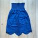 American Eagle Outfitters Dresses | Blue Strapless Smocked Mini Dress W/Scalloped Hem | Color: Blue | Size: Xs