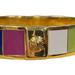 Coach Jewelry | Coach Heritage Multicolor Color Block & Gold Bangle Bracelet Guc | Color: Gold | Size: Os