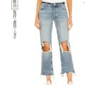 Free People Jeans | Free People Maggie Straight Leg Mid Rise Distressed Denim Jeans Sz 27 | Color: Blue | Size: 27