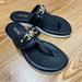 Michael Kors Shoes | Michael Kors Black Leather Sandals Like New! | Color: Black/Gold | Size: 5.5