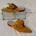 Zara Shoes | Euc Zara Trafaluc Gold Suede Mules | Color: Gold | Size: 8.5