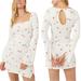 Free People Dresses | Free People Celia Long Sleeve Floral Bodycon Mini Dress Xs | Color: Orange/White | Size: Xs