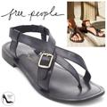 Free People Shoes | Free People La Risa Black Leather Flat Sandal Summer Strappy Sandal 39.5 | Color: Black | Size: Various