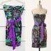 Anthropologie Dresses | Anthropologie Edme & Esyllte Phosphorescent Tropical Strapless Dress Size 4 | Color: Green/Purple | Size: 4