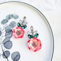 Anthropologie Jewelry | Anthropologie Flower Statement Earrings | Color: Green/Red | Size: Os