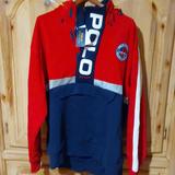 Polo By Ralph Lauren Jackets & Coats | Bnwt Mens Polo Ralph Lauren Polo Sport Concealed Hood/ Half Zip 12 M. Yacht Xl | Color: Blue/Red | Size: Xl