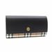 Burberry Accessories | Burberry Folio Long Wallet Ladies Black Beige Pvc Leather 8057972 Check Conti... | Color: Black | Size: Os