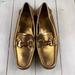 Gucci Shoes | Gucci Metallic Gold Horsebit Bamboo Driving Loafers Moccasins Wo | Color: Gold | Size: 8