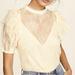 Free People Tops | Free People Secret Admirer Lace Top Blouse Color Cream Short Sleeves Size M | Color: Cream | Size: M