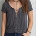 American Eagle Outfitters Tops | American Eagle Outfitters Soft & Sexy Blue Light Grey Lace-Up T-Shirt Size S | Color: Blue/Gray | Size: S